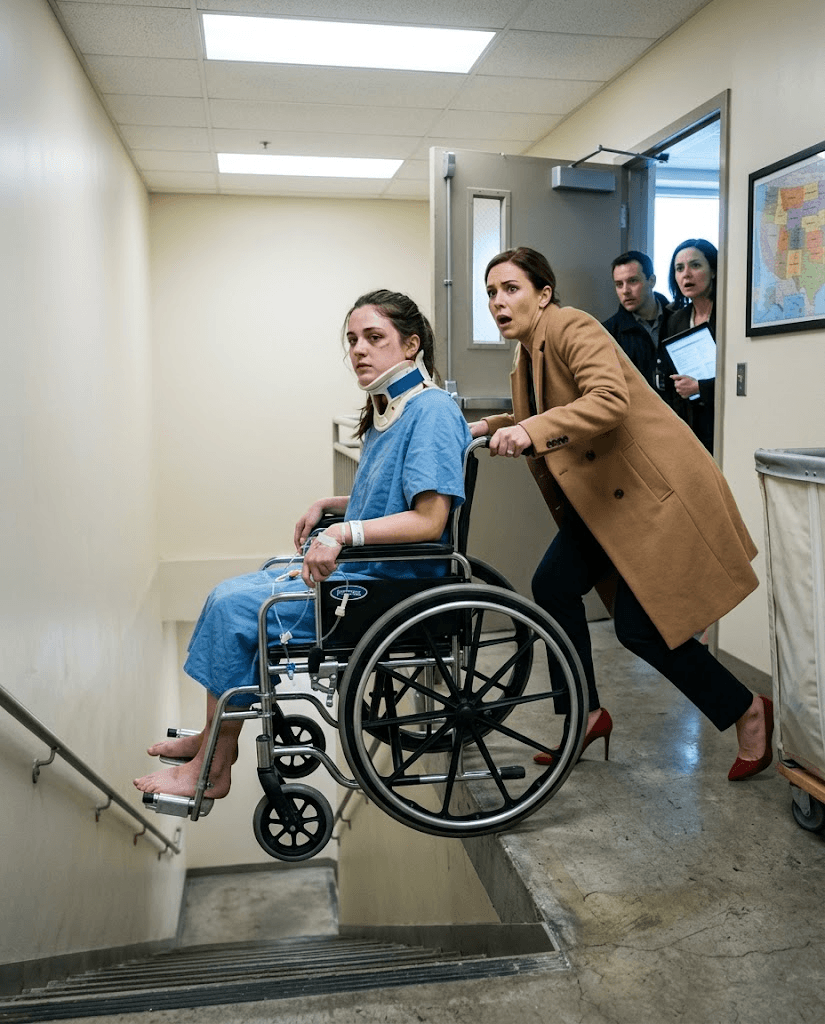 She Froze Her Wheelchair at the Stair Edge and Exposed the Crash-mochi